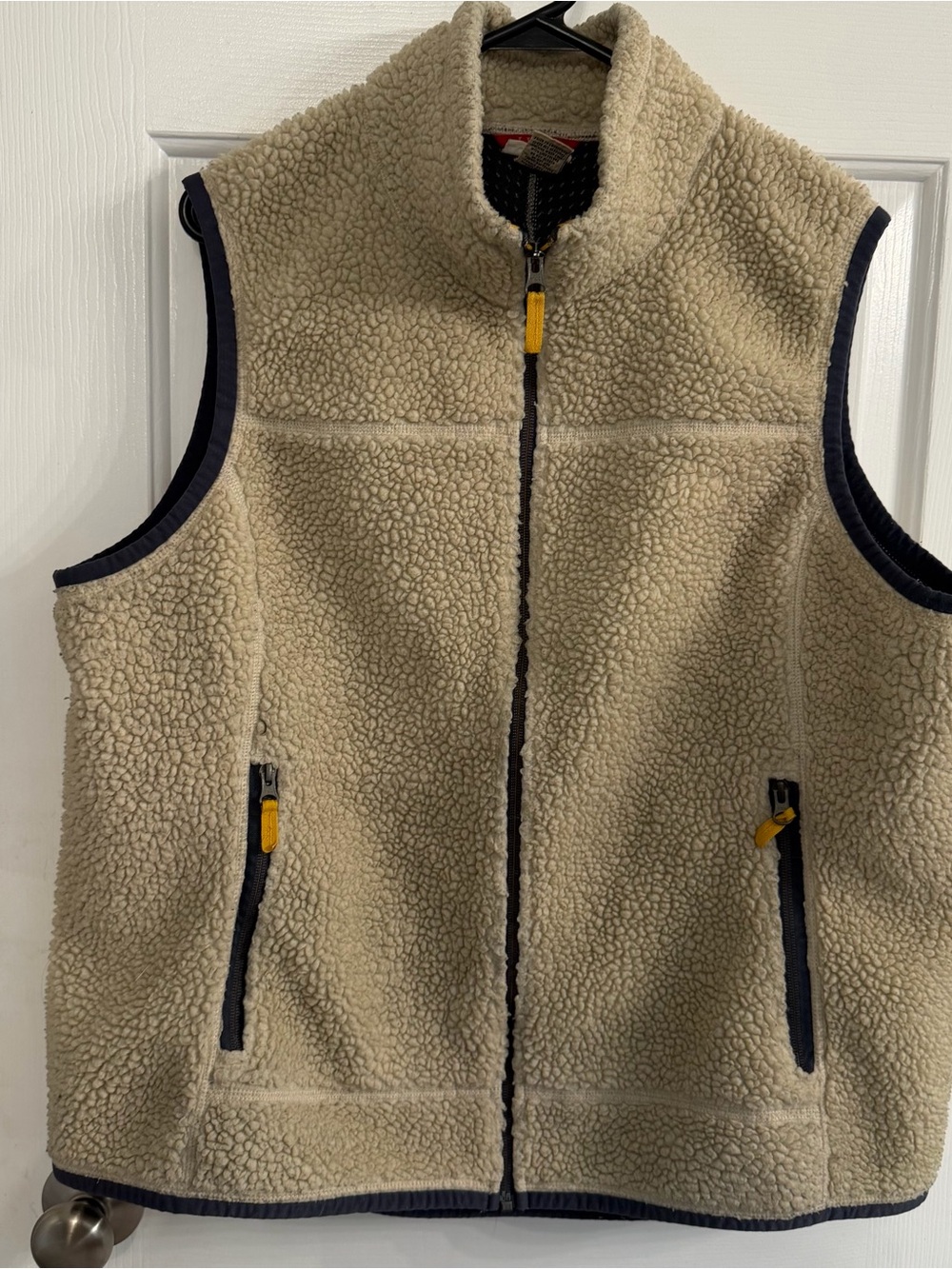 L.L.Bean Sherpa Fleece Vest Women’s 2X Plus Cream Navy Full Zip